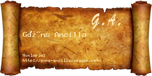 Güns Ancilla névjegykártya